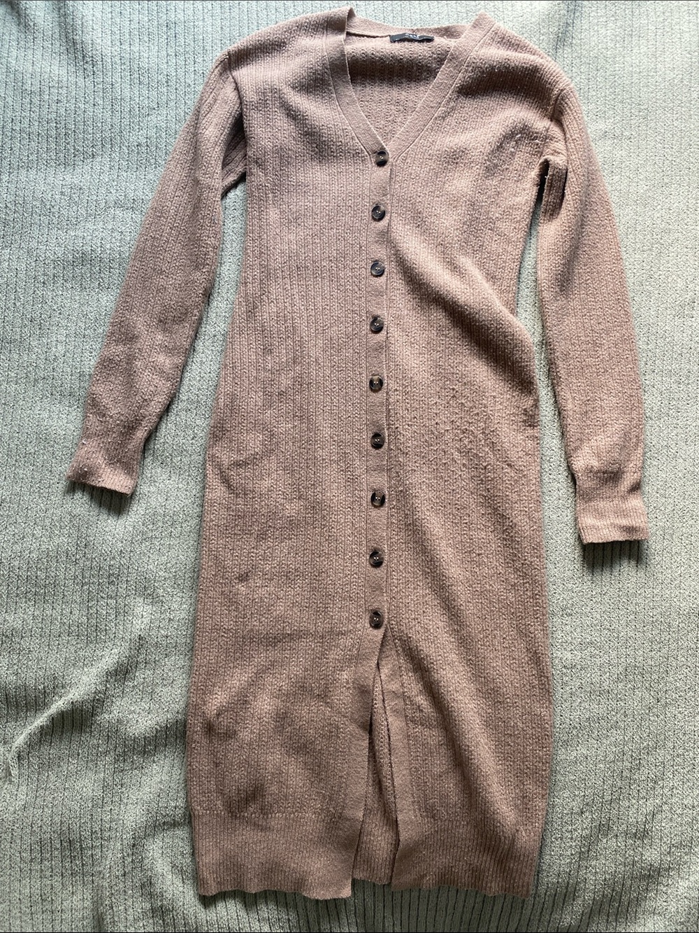 Long Button-Front Knit Dress
